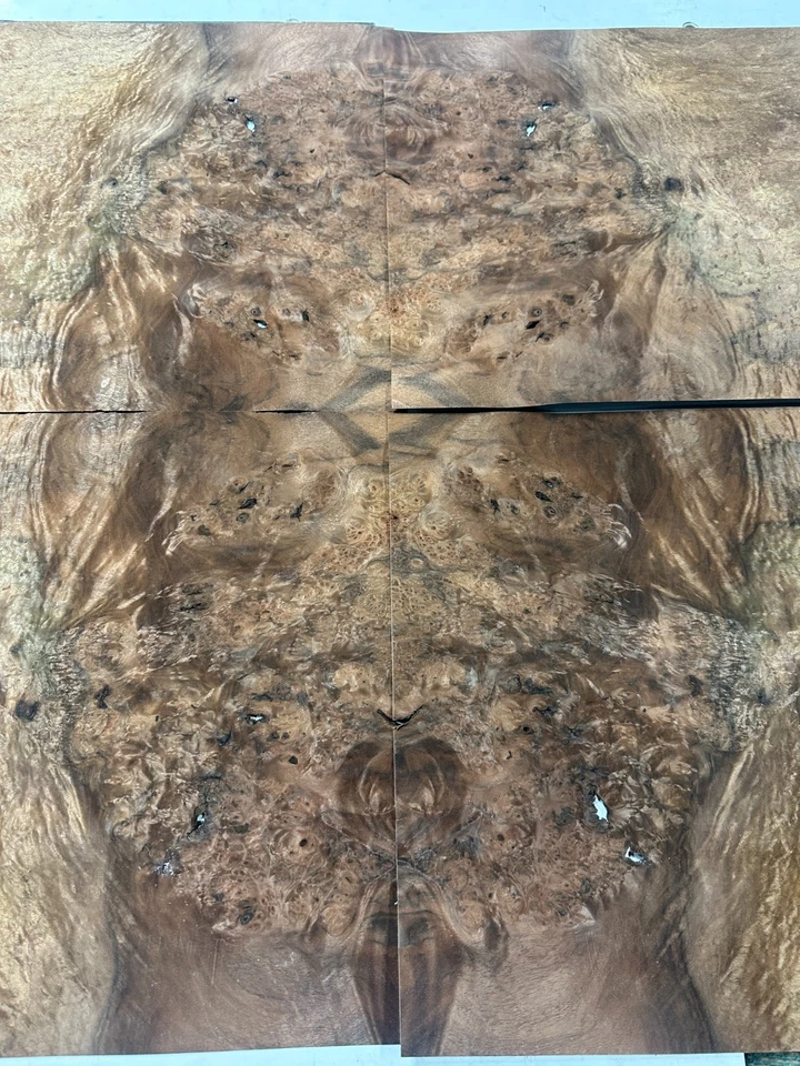 Chapa de madera cruda de nogal burl 7 hojas 16"" x 16"" 916Q Foto 2 de 4