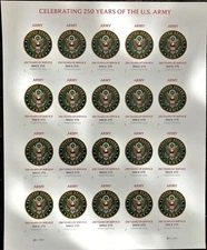 NDC 2025 IMPERFORATE ARMY 250th ANNIVERSARY NO DIE CUTS COMPLETE PANE OF 20
