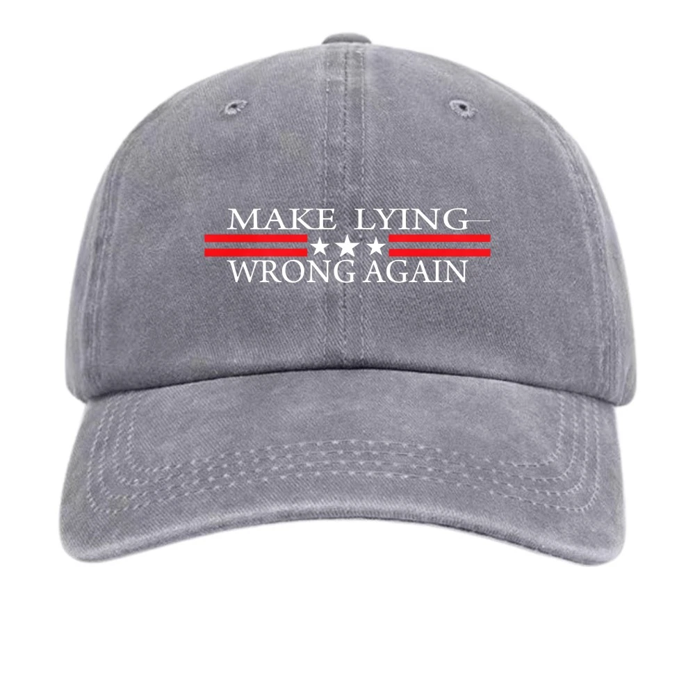 Make Lying Wrong Again Patriotic Slogan Baseball Cap Adjustable Dad Hat