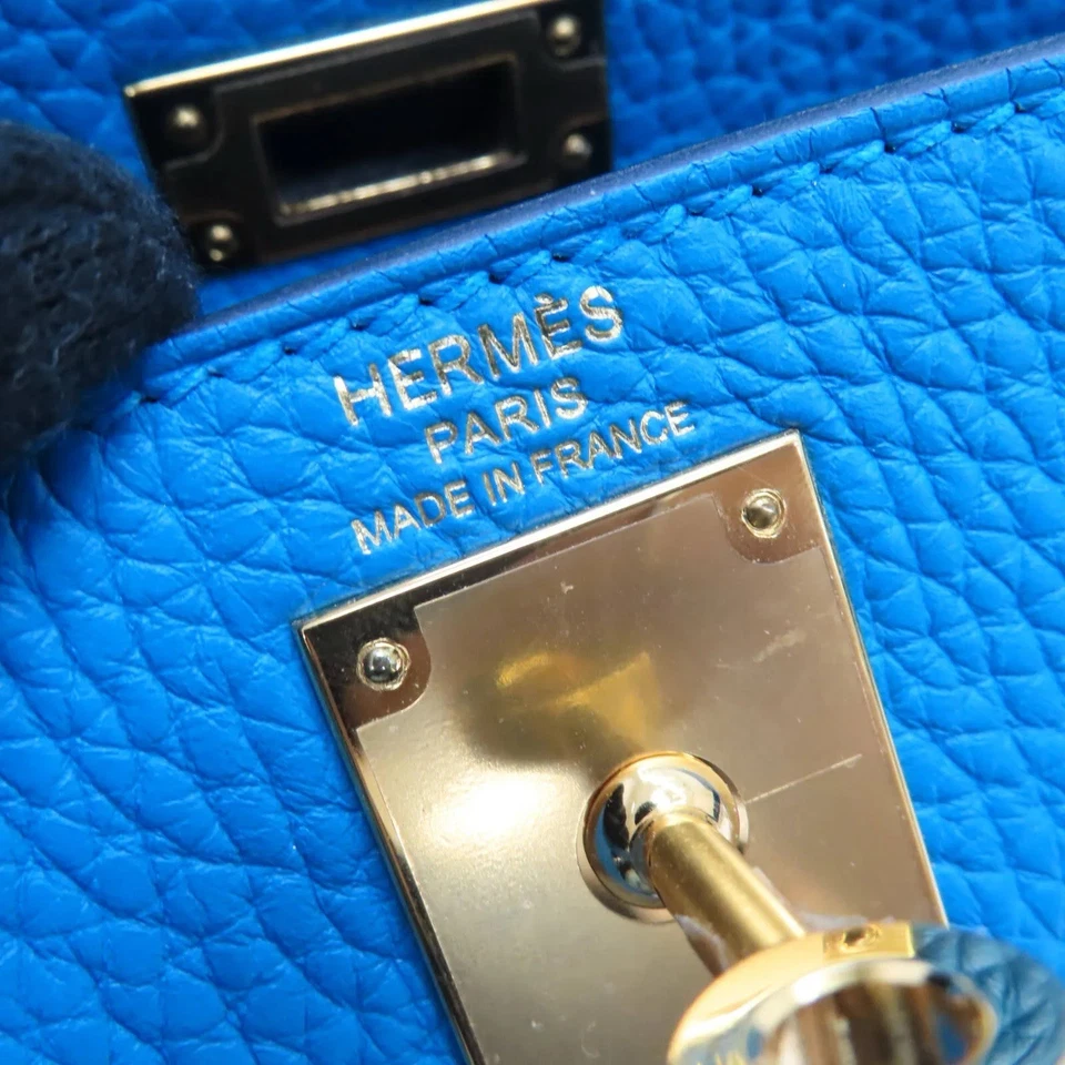 Mochila HERMÈS Kelly Ado de cuero azul Foto 3 de 4