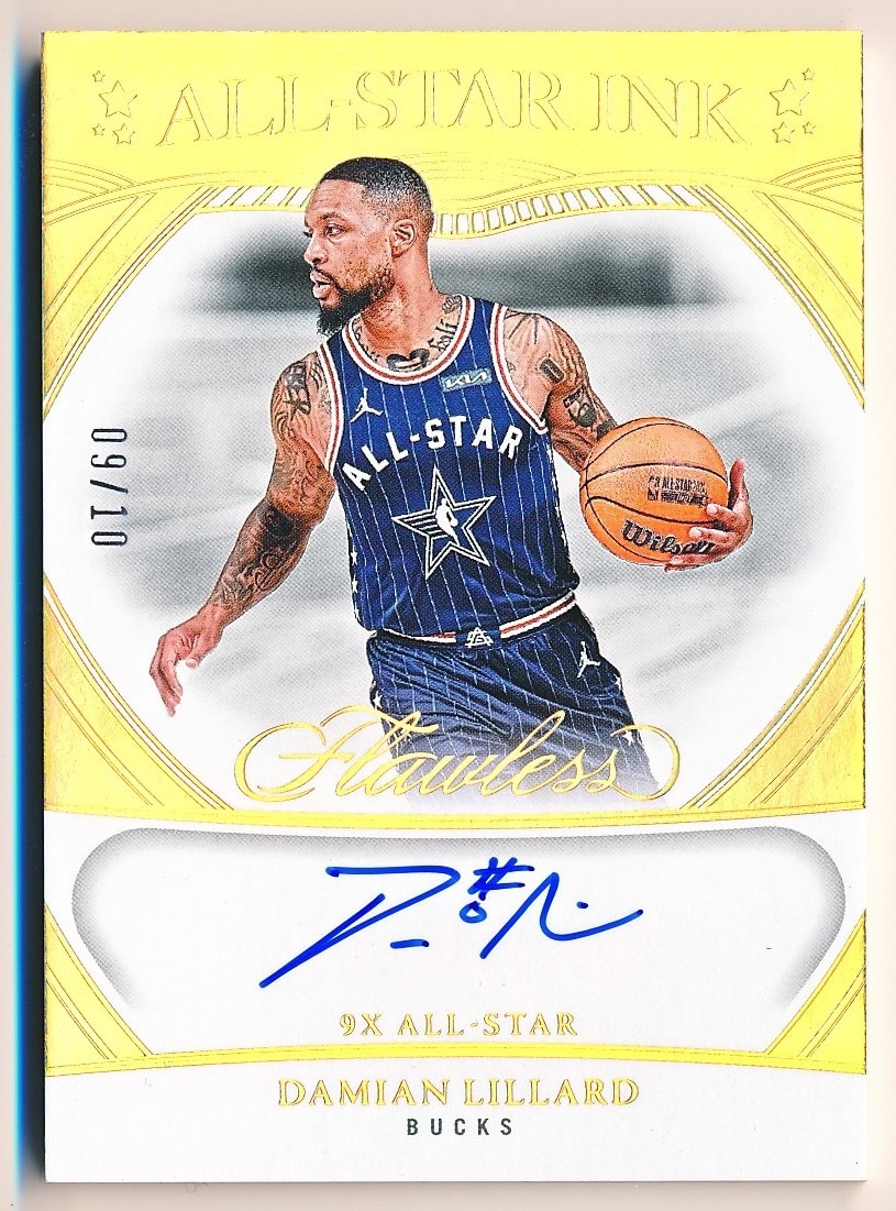 2024-25 Flawless Damian Lillard All-Star Ink Auto Gold #ASI-DLI (09/10)