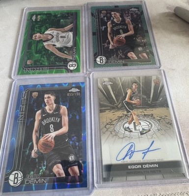 4 CARD EGOR DEMIN NUMBERED AUTO CARD LOT. FUTURE SUPERSTAR BROOKLYN NETS TOPPS