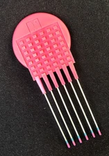 Vtg Mebco Lifstix Pick Comb PINK Twice Dipped Metal Teeth 1980s Hair Retro 4.5"
