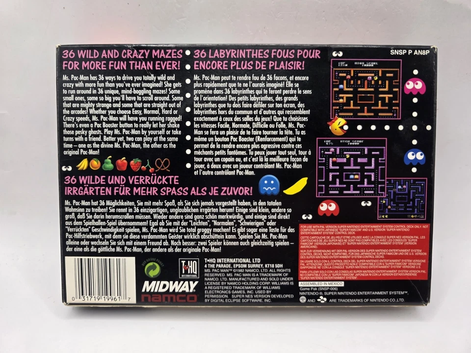 Ms. Pac-Man Super Nintendo SNES Complete + Manual CIB - PAL - TESTED ✅️ - Image 3 of 4