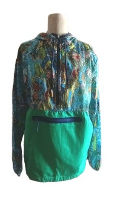Bonobos Fielder Rain Jacket Floral Cartoon Bright Multi Color Design Pullover XS