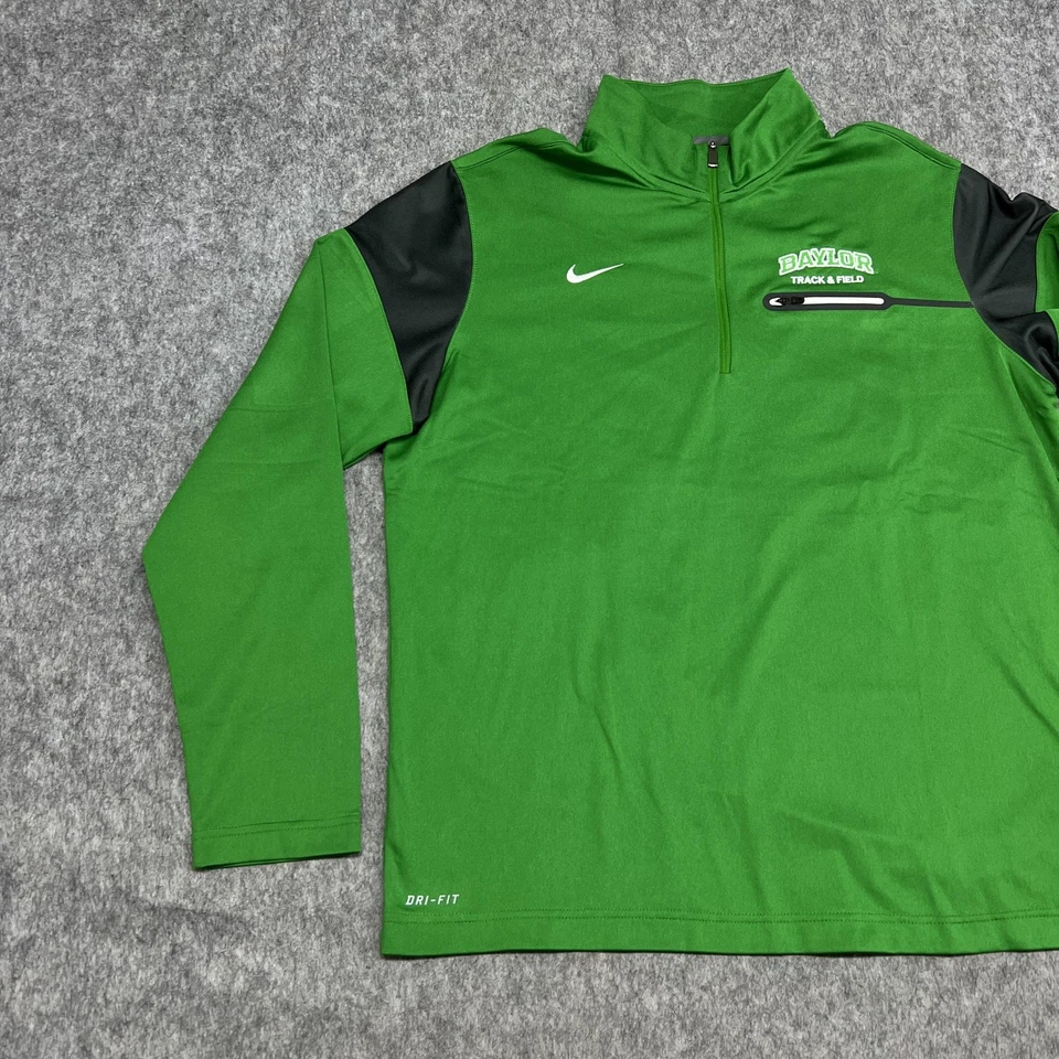 Толстовка мужская Baylor Bears L зеленая спортивная Nike DriFIT четверть пуловер - Изображение 2 из 4