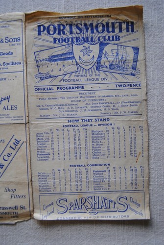 1951-52 Portsmouth v Aston Villa Football Programme 29 September 1951 - Picture 11 of 12
