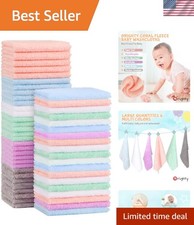 Ultra-Soft Coral Fleece Baby Washcloths Pack of 50 - Ideal for Delicate Skin