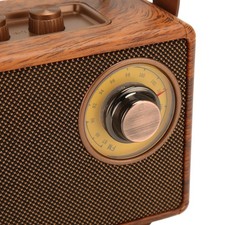Retro Bluetooth Speaker Wood Grain Design HiFi Stereo Sound BT 5.3 USB Rech FBEI