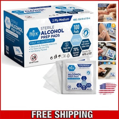Sterile Alcohol Prep Pads - Individually Wrapped, 100 Count, Medical Grade