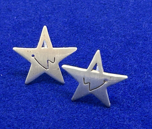 Vintage Y2K 925 Sterling Silver Star Stud Earrings Stamped Celestial Stars
