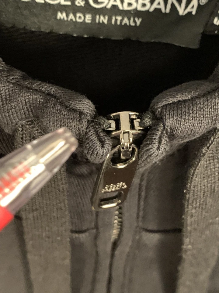 DOLCE & GABBANA Mens Hoodie 50 Black Sweatshirt Logo Plaque Full Zip 100% Cotton — 第 3/4 张图片