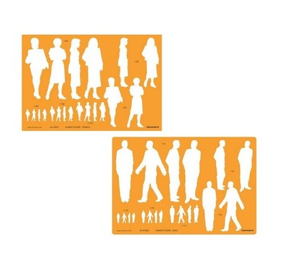 Human Figure Male & Female Multi-Scale Drawing Template Stencil 1:20 1:125