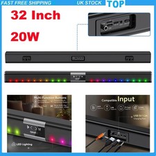 32" Wireless Speaker Bluetooth Soundbar Surround Sound System Heavy Bass RGB LED