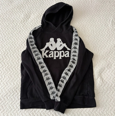 Kappa Men s Reflective Black/Gray Pullover Hooded Logo Hoodie Long Sleeve Size S