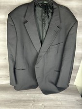 Palm Beach USA Made Tuxedo Suit Jacket Blazer Mens 64L Black Solid Wool 2 Button