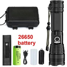 120000000LM Powerful LED Flashlight Super Bright Torch Rechargeable Lamp Battery