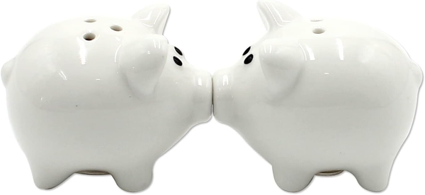Salz -Und Pfefferstreuer Set Weiß Aus Poly, Motiv: Schweine, Magnetisch, GrößE L-image