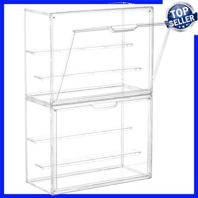 2 Pack Acrylic Display Case, Stackable Figure Display Case with Magnetic Door...