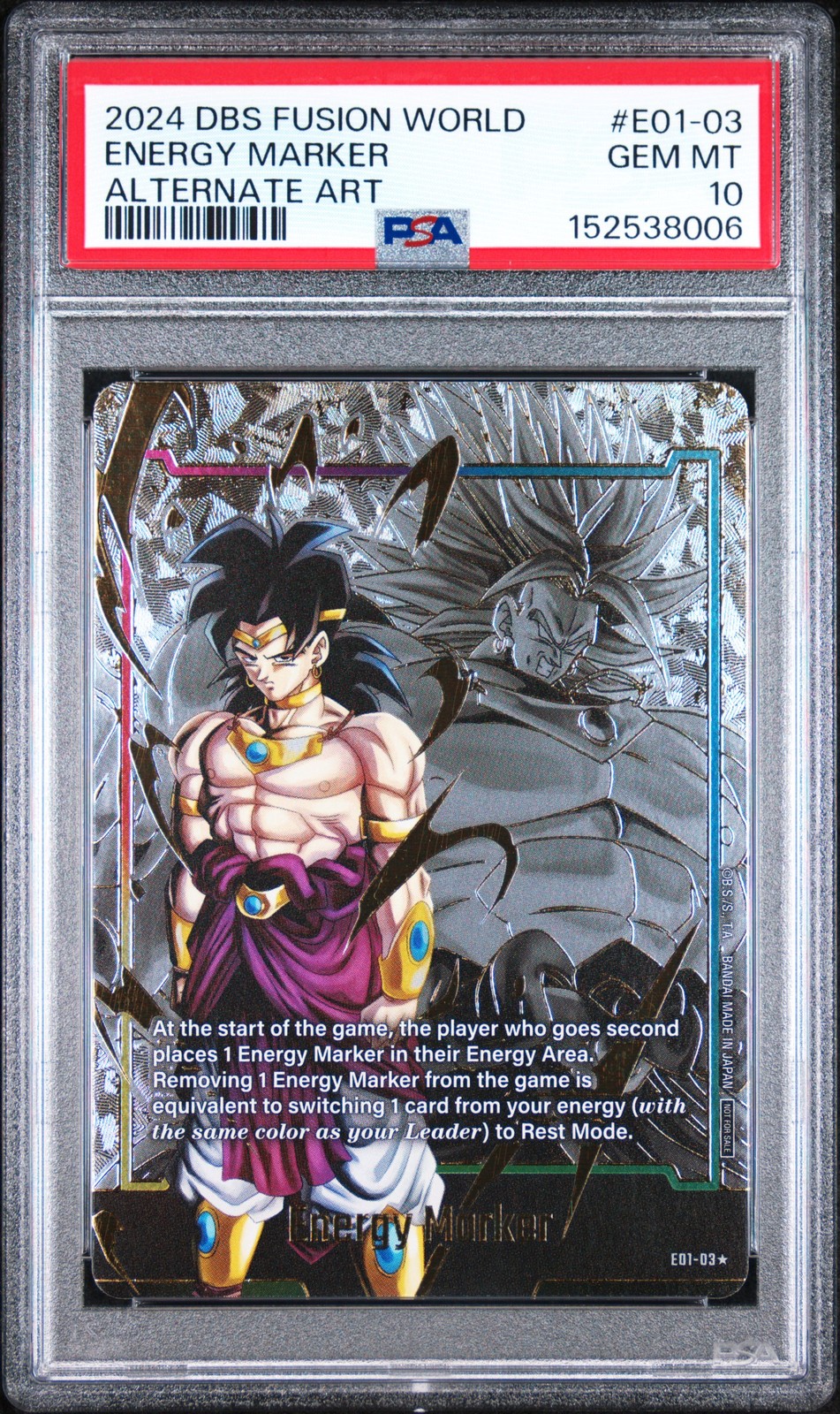 2024 DRAGON BALL SUPER CARD GAME ALTERNATE ART #E01-03 ENERGY MARKER PSA 10