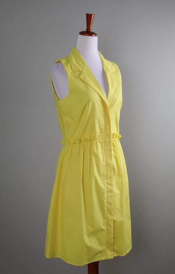 ELIZA J NUEVO CON ETIQUETAS $128 Amarillo Sólido Plisado Cintura Camisa Vestido con Máscara Conjunto Talla 8 Foto 2 de 4