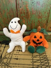 Vintage Dandee Collectors Choice Bean Bag Friends Ghost And Pumpkin Halloween