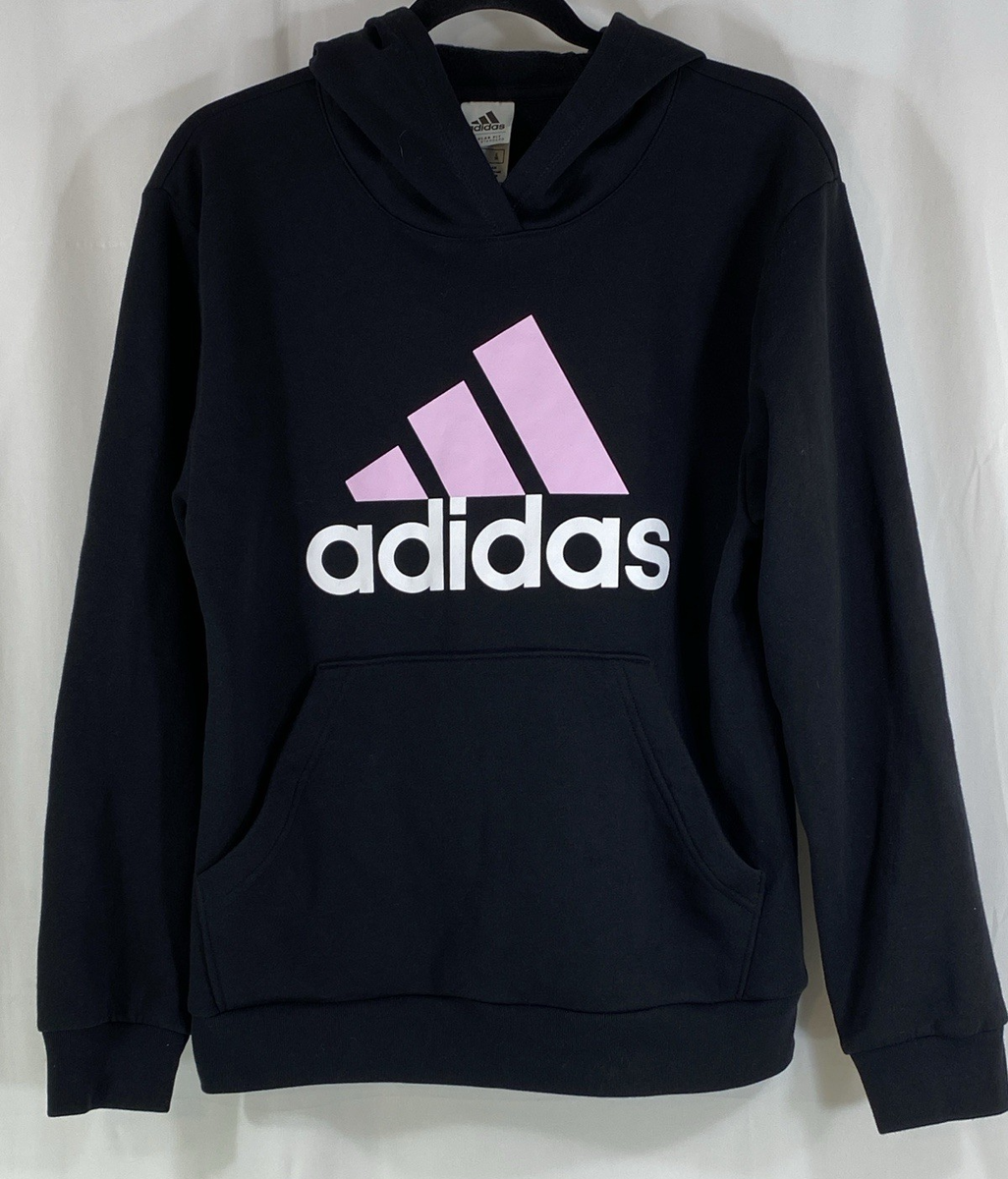 adidas Girls XL 16 Essential Hoodie Sweatshirt Sportswear Logo Long Sleeve