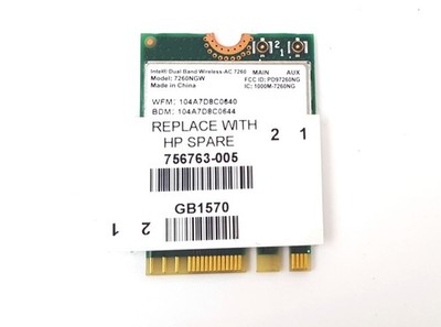 Intel 7260NGW Dual Band Wireless-AC Wifi+Bluetooth 4.0 WLAN Card HP 756763-005