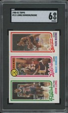 1980 TOPPS MAGIC JOHNSON LONG BOONE HOF RC SGC 6 LOS ANGELES LAKERS