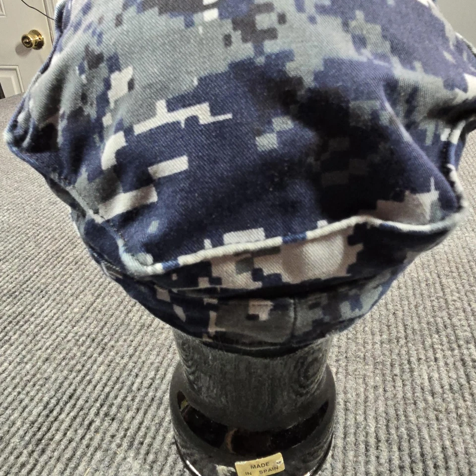 Gorra ajustada de la Marina de los Estados Unidos para hombre 7 3/8 azul camuflaje digital nueva sin etiquetas tipo I 8 puntos utilitaria Foto 4 de 4