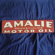 4" X 15-3/4" Metal Sign Wall Art Man Cave Garage Bar Gas Station Oil Amalie