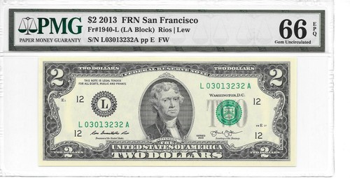 2013 San Francisco $2 FRN (LA Block) PMG 66 EPQ Gem Uncirculated - Picture 7 of 12