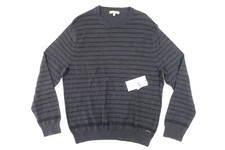 CALVIN KLEIN CK STRIPED GRAY HEATHER BLACK 2XL KNIT SWEATER MENS NWT NEW