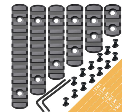 6 Pack Lock Picatinny Rail Plastic 3/5/7/9/11/13 Slot Set M-lok Picatinny Rail