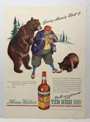 1938 Double Your Enjoyment Ten High Straight Bourbon Whiskey VINTAGE AD LM38