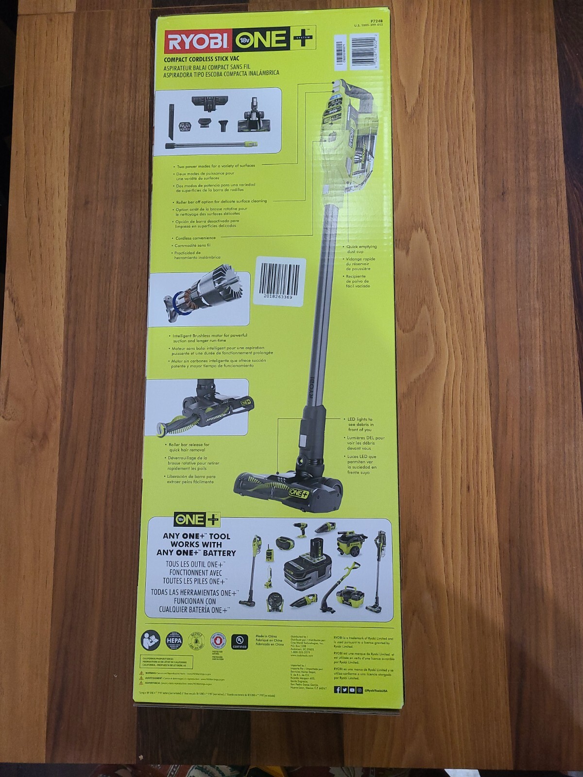 Ryobi P724B 18V ONE+ Green Stick Vacuum Cleaner TOOL & CHARGING MOUNT