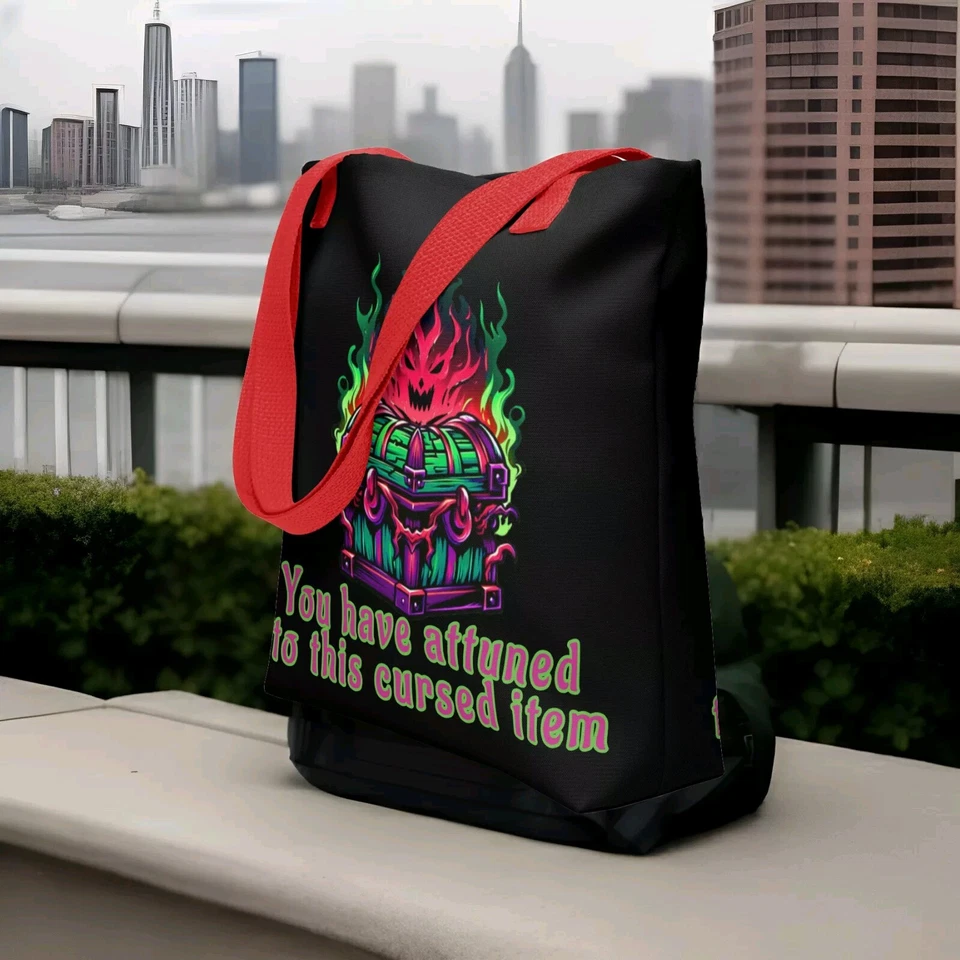 桌面 D&D 托特包 持有诅咒物品 15" X 15" 3 手柄颜色 DM 礼物 — 第 3/4 张图片
