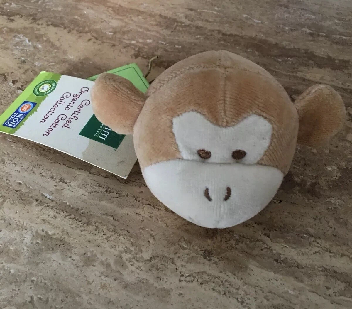 MiYim Simply Organic Baby Brown Monkey Head Toy Topper New NWT