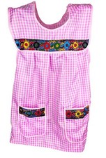 Traditional Mexican apron for women with pockets beautiful flower embroidery ...