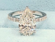 IGI 6 CT, Solitaire Lab-Grown Pear Diamond Engagement Ring, 950 Platinum