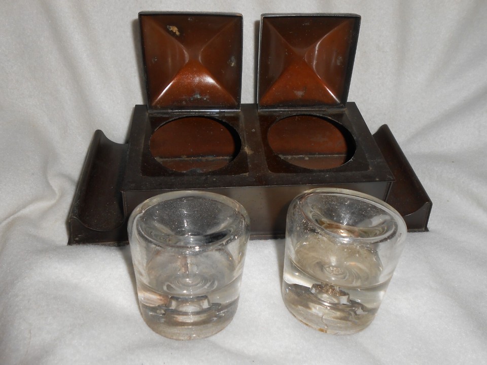 Inkwell Antique Double Victorian Brass Inkwell with Glass Inserts | eBay