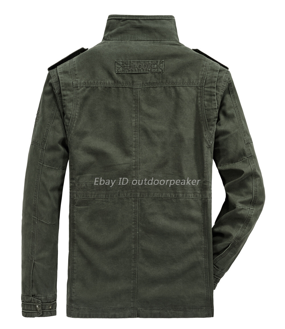S-7XL Mens Spring Fall Coat Jacket Outwear Cotton Blend Zipper