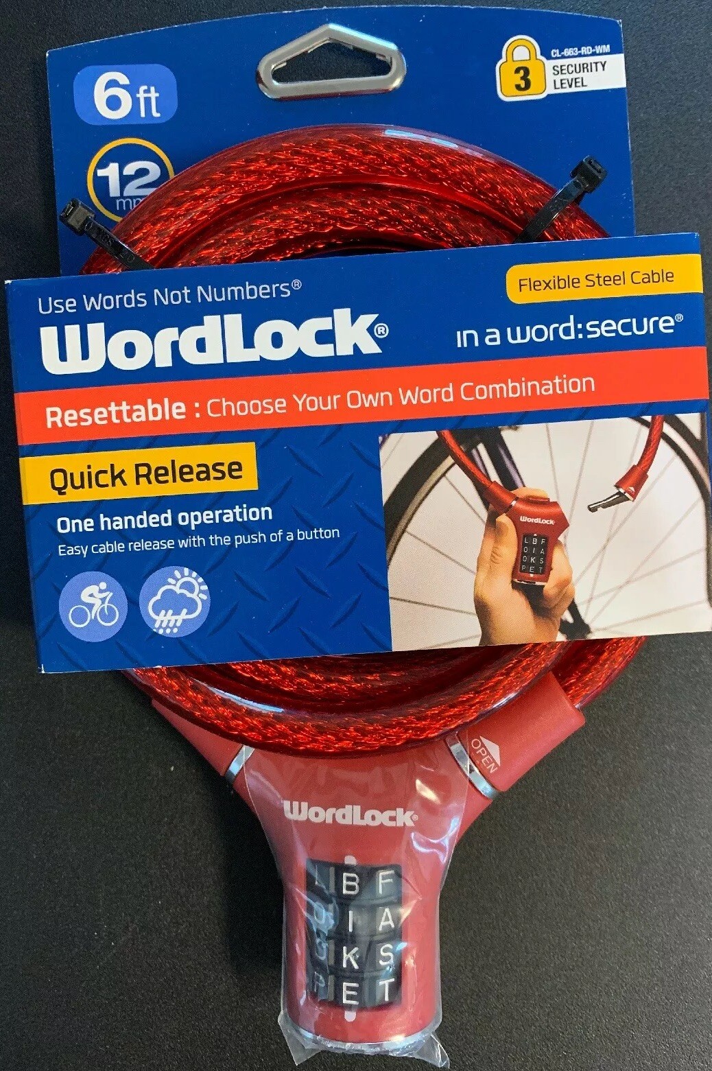 wordlock quick release bike lock
