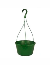 Five Green 10” Contempo Swirl Saucerless Hanging Baskets with Hangers