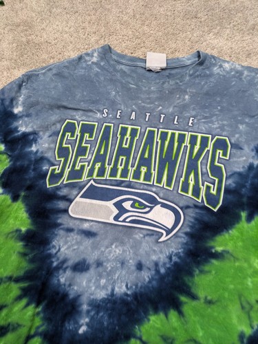 Vintage Seattle Seahawks Shirt Mens XL Extra Large Blue Tie Dye NFL Y2K 90s Crew - Picture 2 of 7