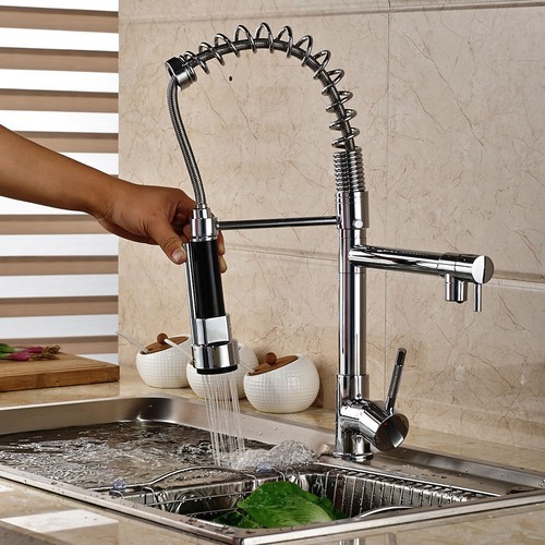 Grifos mezcladores de lavabo de cocina del Reino Unido 360° pico giratorio tirar olla de spray grifo de enjuague - Imagen 2 de 9
