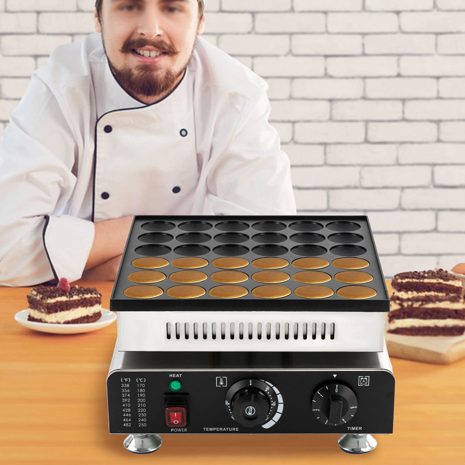 36-Slot Waffle Maker 110V Mini Pancake Baker 900W Waffle Making Machine 50-300℃