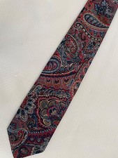 John Weitz Paisley Blue Red Poly-Silk Necktie