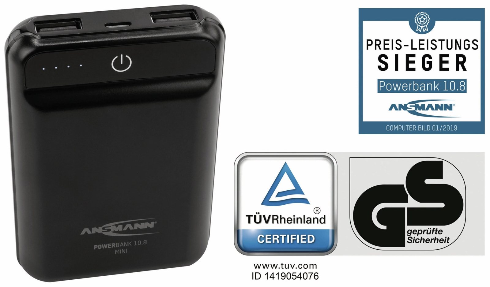 Thumbnail - Ansmann Usb Powerbank 10.8 Mini, 10.000 Mah