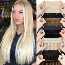 Invisible Secret Wire Headband Real Remy Human Clip in Hair Extensions One Piece